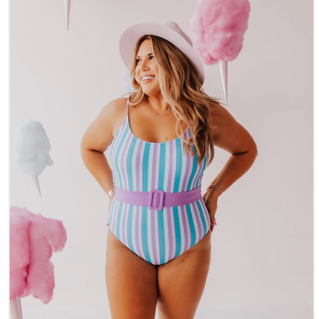 New Pink Desert Belted One Piece Bathing-Suit — image 3 of 8
